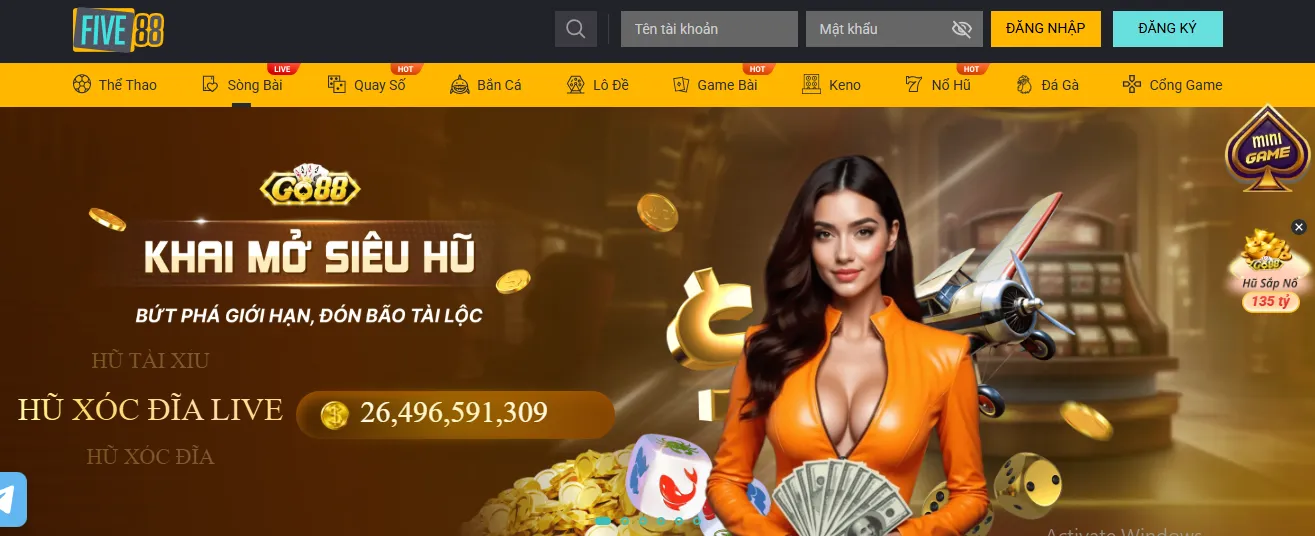 Giao diện five88 sang trọng tinh tế